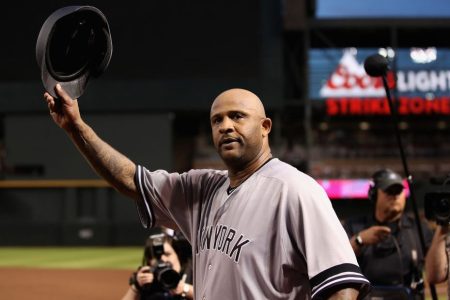 CC Sabathia waves to the crowd. (Christian Petersen/Getty)