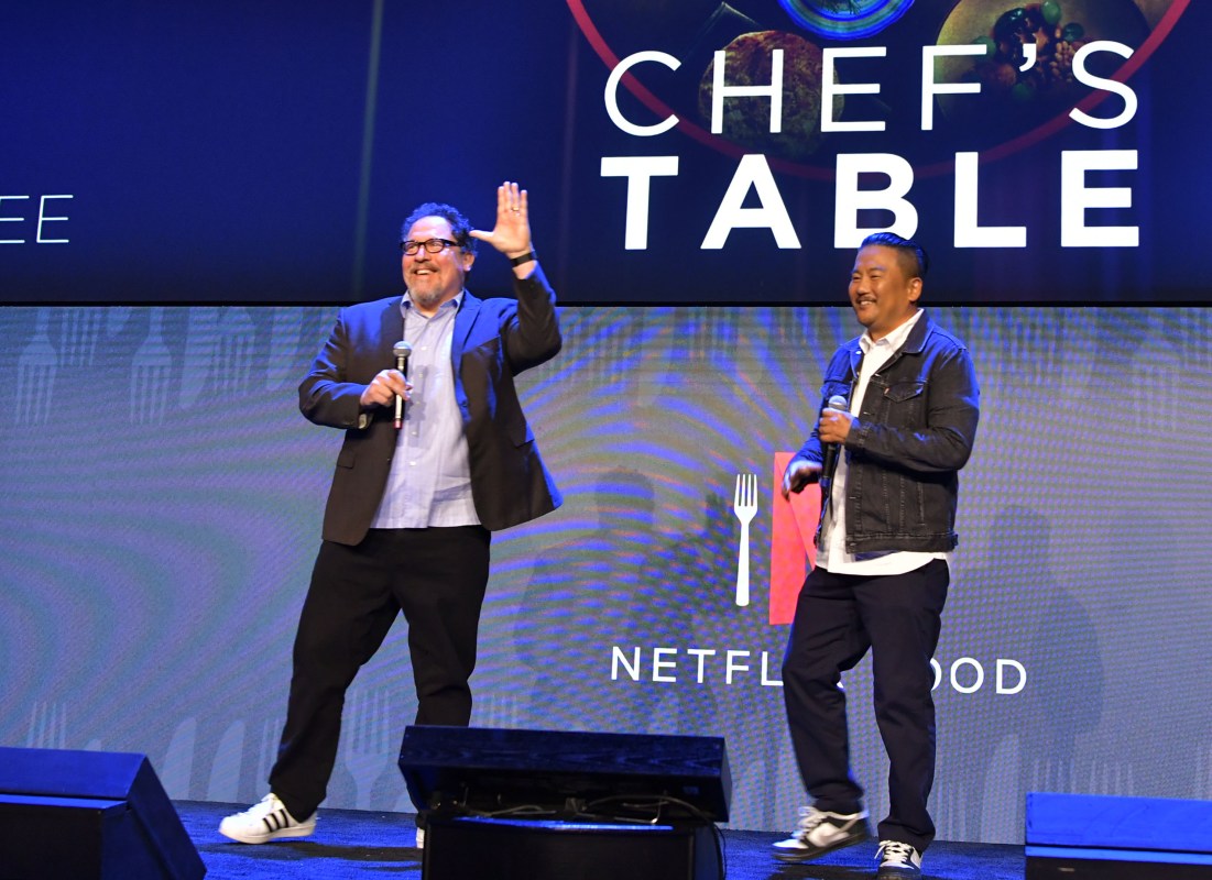 Jon Favreau and Roy Choi speak onstage at the Netflix FYSEE Food Day.