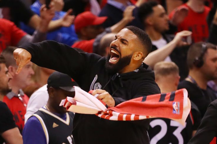 Drake reacts the NBA Eastern Conference Finals. (Gregory Shamus/Getty)