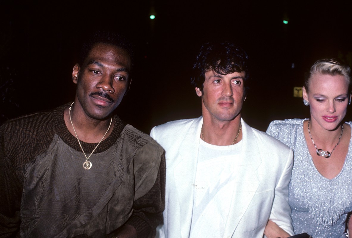 Eddie Murphy, Sylvester Stallone and Brigitte Nielsen in 1986