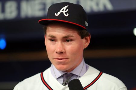 Carter Stewart was selected eighth overall in the 2018 MLB Draft. (Alex Trautwig/MLB Photos via Getty)