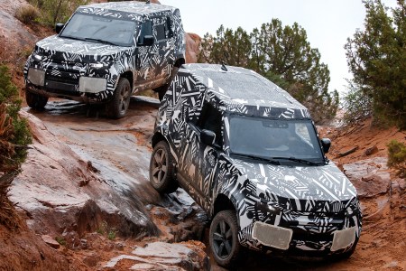 The 2020 Land Rover Defender testing before its world premiere later this year.