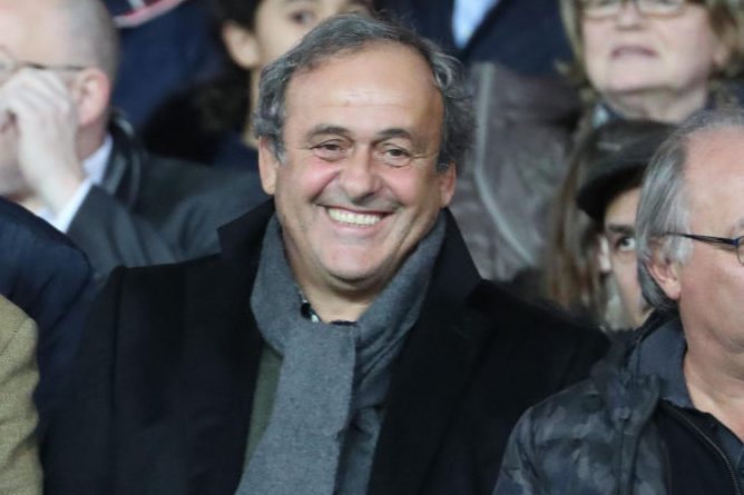Michel Platini attends a French Ligue 1 match. (Xavier Laine/Getty)