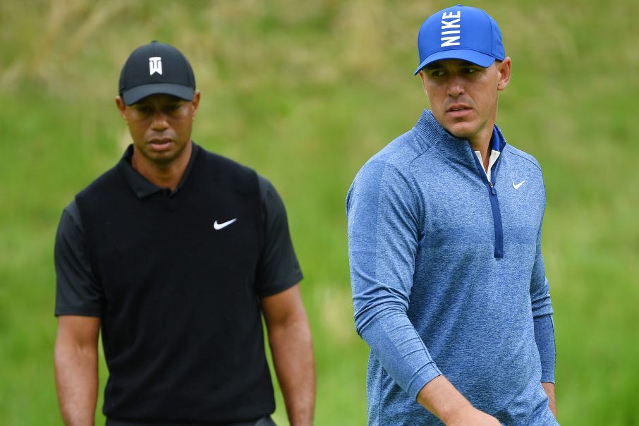 Brooks Koepka and Tiger Woods at the 2019 PGA Championship. (Stuart Franklin/Getty)