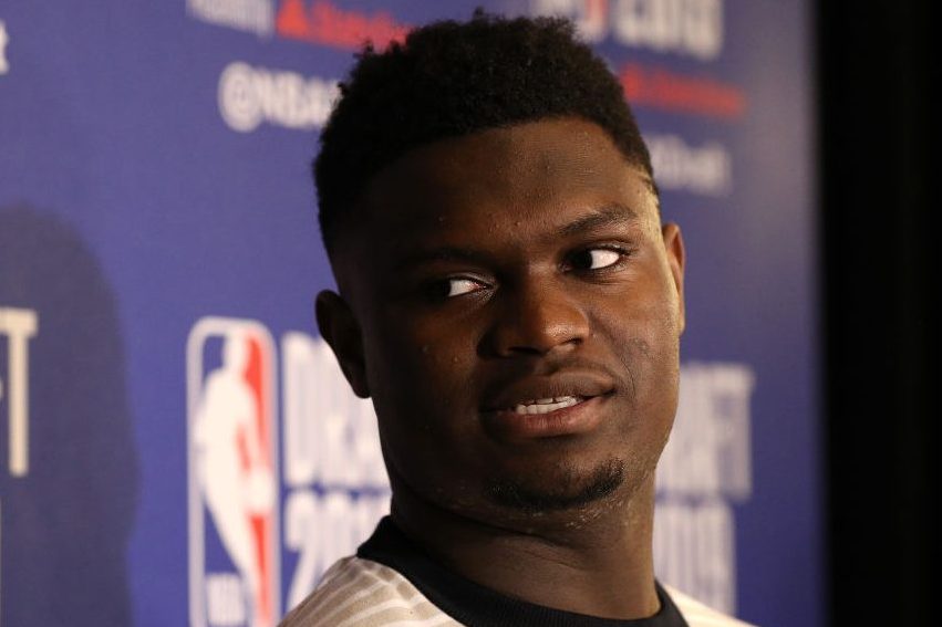 Zion Williamson speaks ahead of the NBA Draft. (Mike Lawrie/Getty)