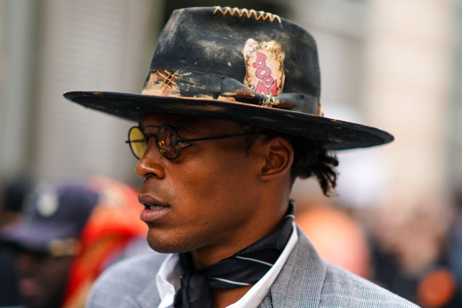 Cam Newton is seen during Paris Fashion Week. (Edward Berthelot/Getty)