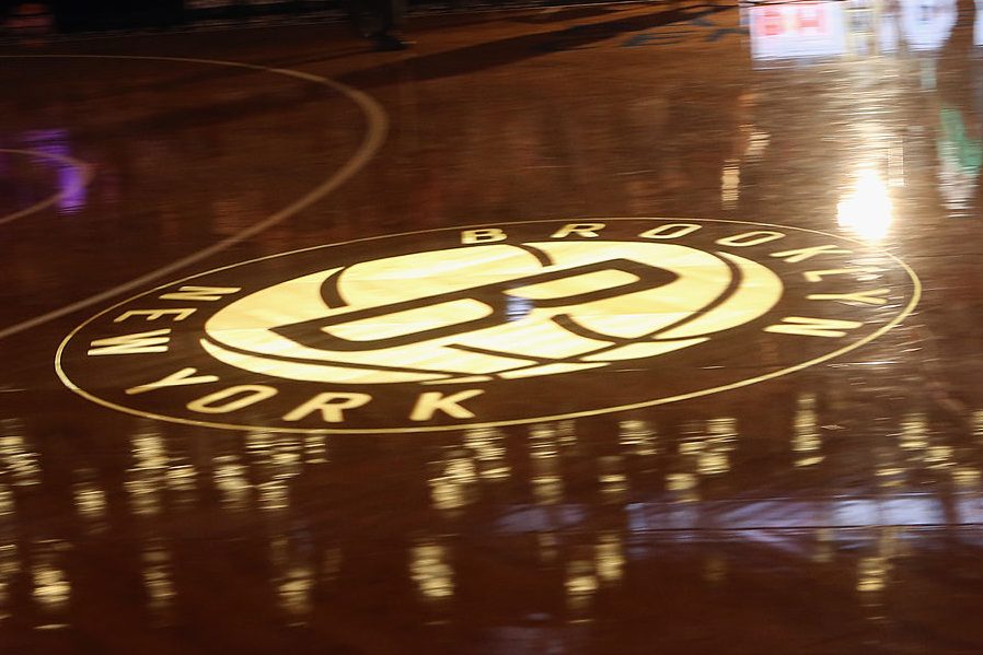 A projected Brooklyn Nets logo. (Bruce Bennett/Getty)