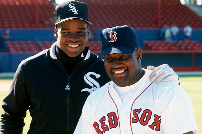 Mo Vaughn and Frank Thomas in 1996. (Focus on Sport/Getty)