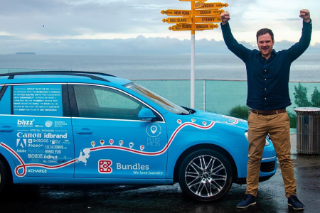 Waaker ended his journey in Bluff, New Zealand's southernmost tip