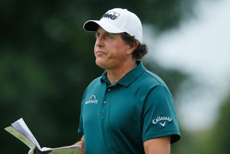 BLAINE, MINNESOTA - JULY 05:  Phil Mickelson of the United States looks on during the second round of the 3M Open at TPC Twin Cities on July 05, 2019 in Blaine, Minnesota. (Photo by Michael Reaves/Getty Images)