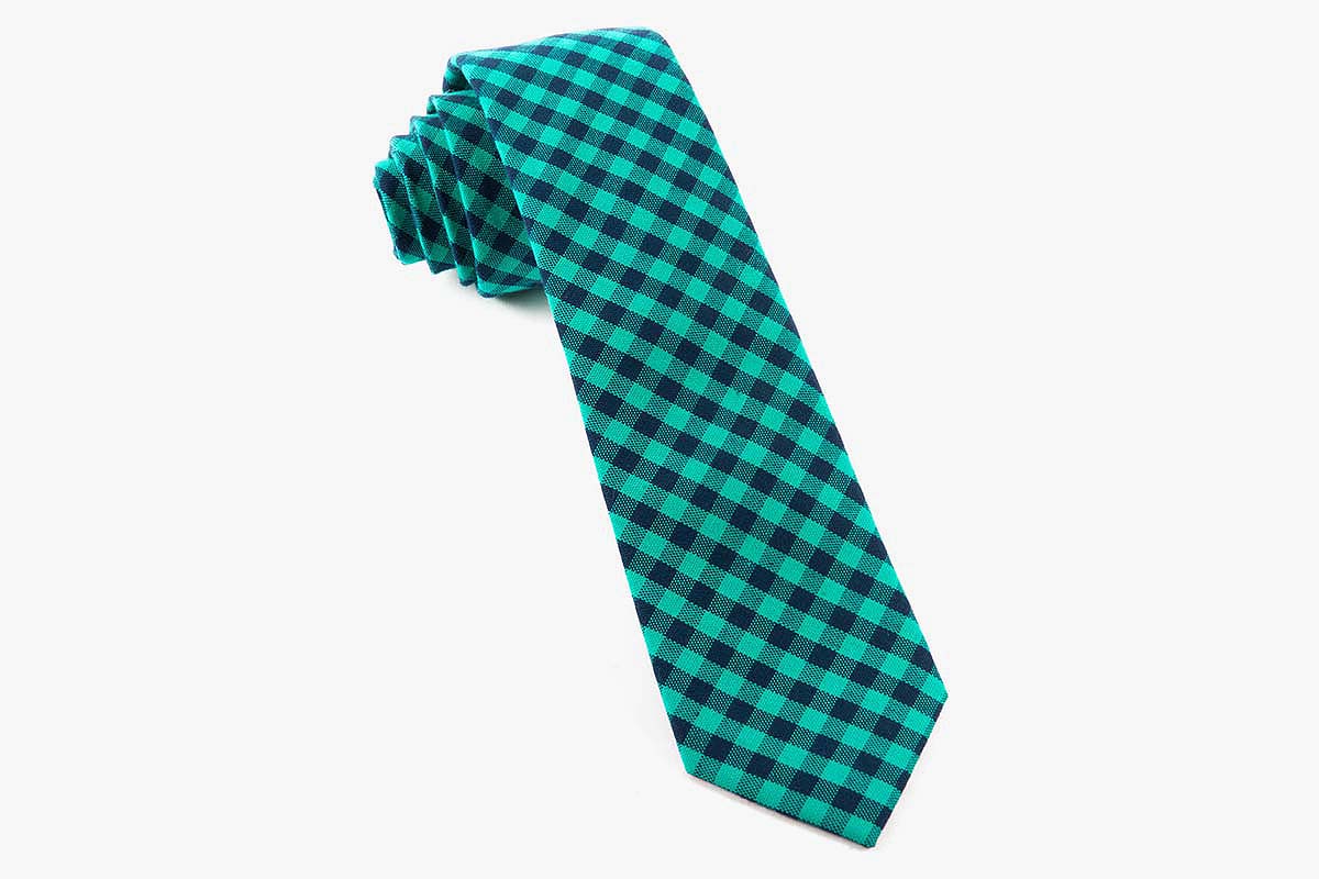 Caribbean Teal Gingham Shade Tie