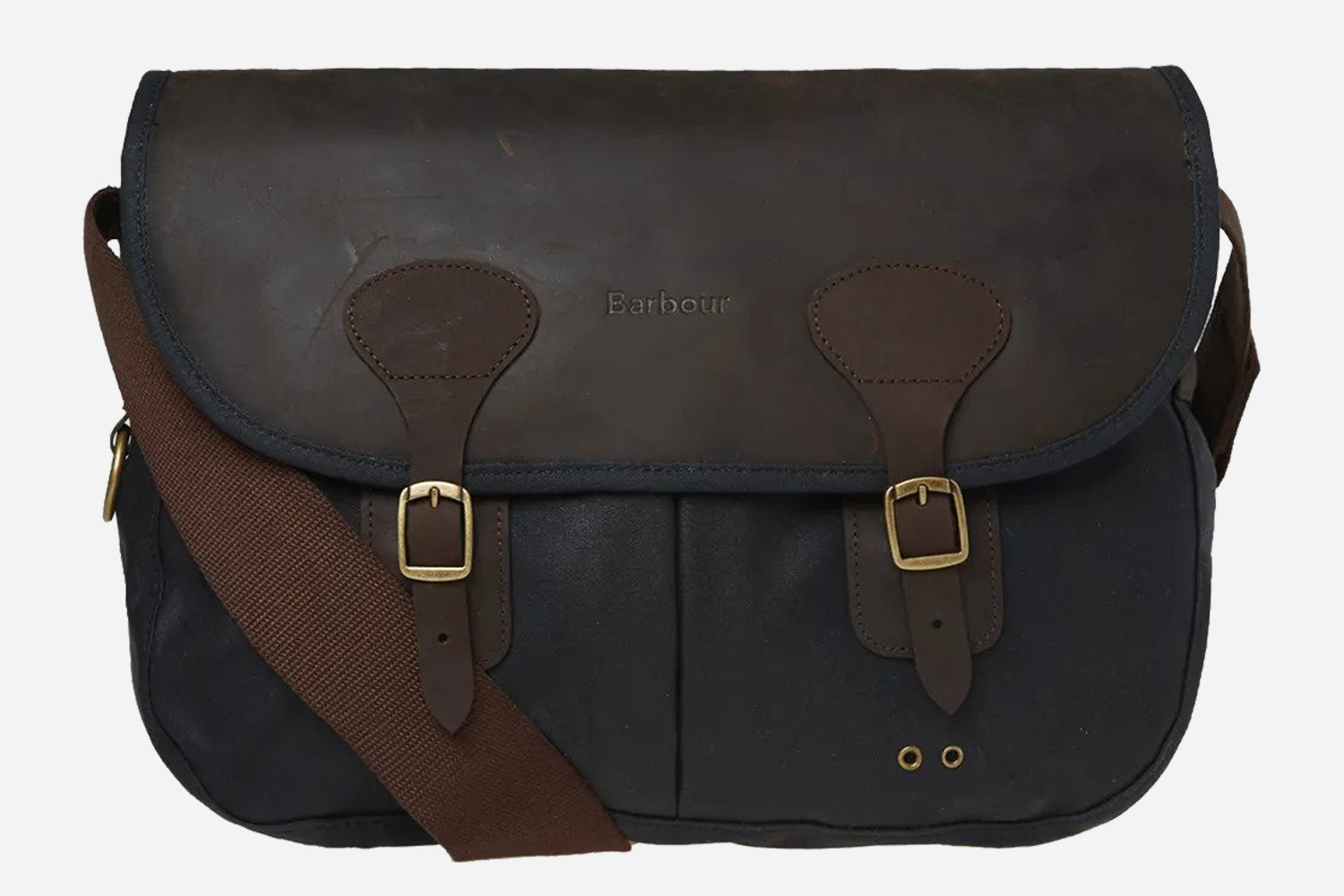 Barbour Navy Wax Leather Tarras Shoulder Bag Discount