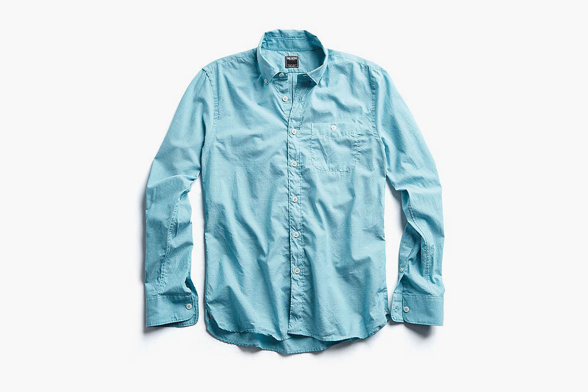 Todd Snyder Lightweight Button Down Shirt in Turquoise