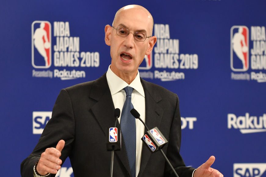 NBA commissioner Adam Silver at a press conference prior to the NBA Japan Games 2019. (KAZUHIRO NOGI/AFP via Getty)