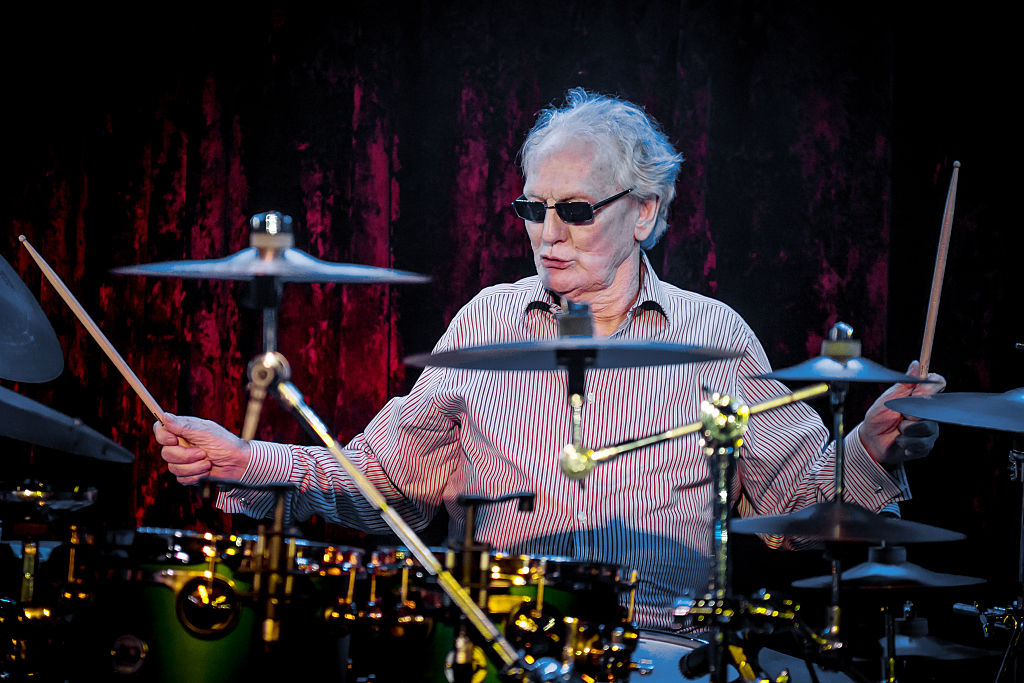 Ginger Baker performs on stage with his band Airforce 3 at The Borderline on January 26, 2016 in London, England.  (Photo by Neil Lupin/Redferns)