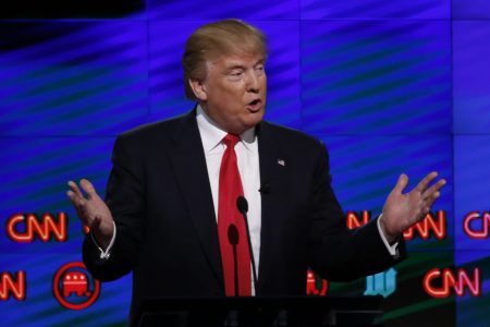 Donald Trump speaks during the CNN Debate in Miami on 2016.