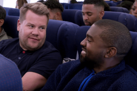 Watch: Kanye West Does "Carpool Karaoke" with James Corden (on an Airplane)