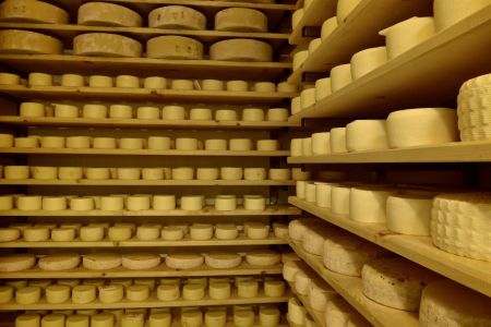 Casolet ripening room, traditional raw-milk cheese, Peio, Trentino-Alto Adige, Italy.