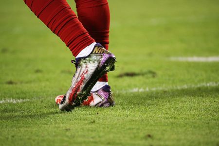 A detailed view of the cleats worn by Odell Beckham #13 of the New York Giants before the game against the Miami Dolphins at Sun Life Stadium on December 14, 2015 in Miami Gardens, Florida. (Photo by Mike Ehrmann/Getty Images)