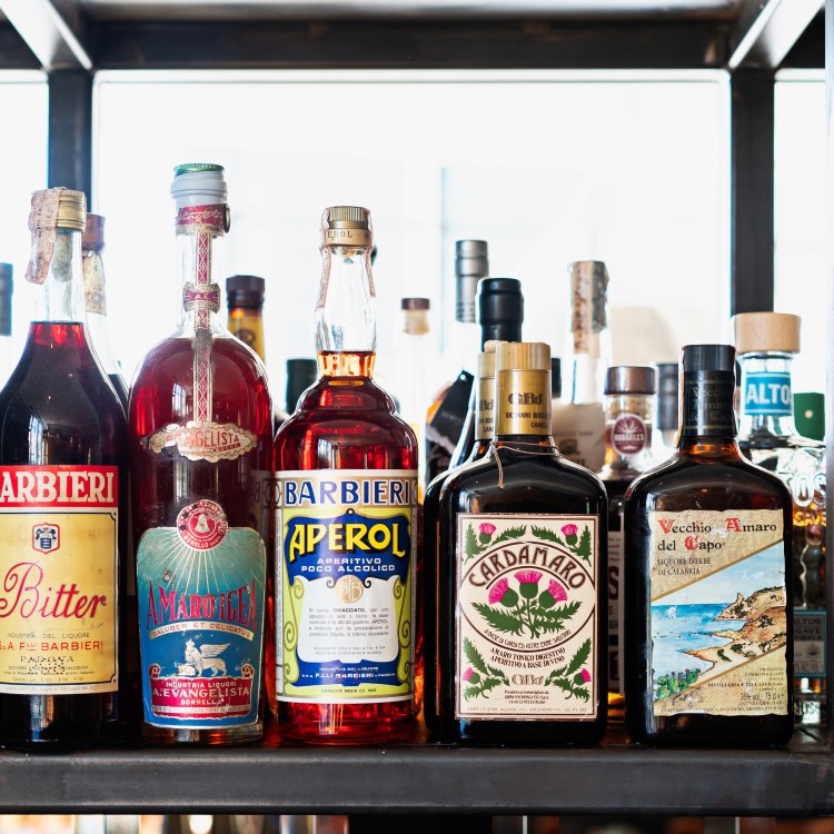 The amaro library at Officina. (Photo by Scott Suchman)