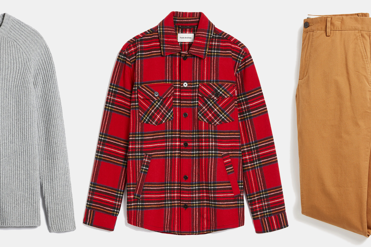 Frank And Oak men's flannel shirts, chinos and sweaters