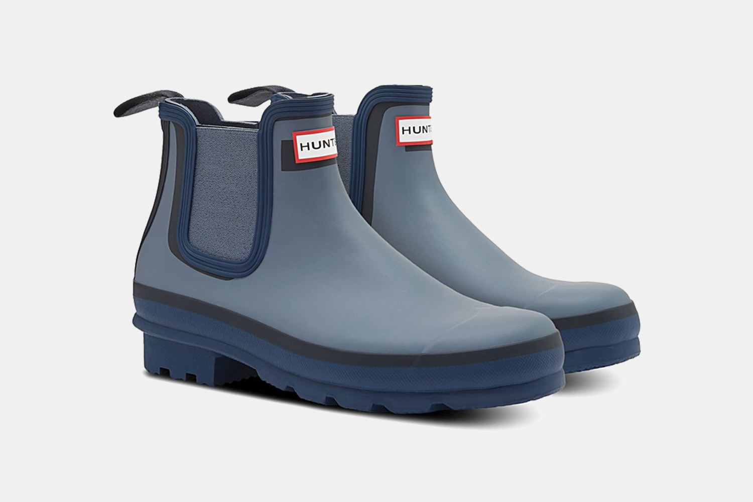 Hunter Chelsea Waterproof Rain Boots in Blue and Grey Discount