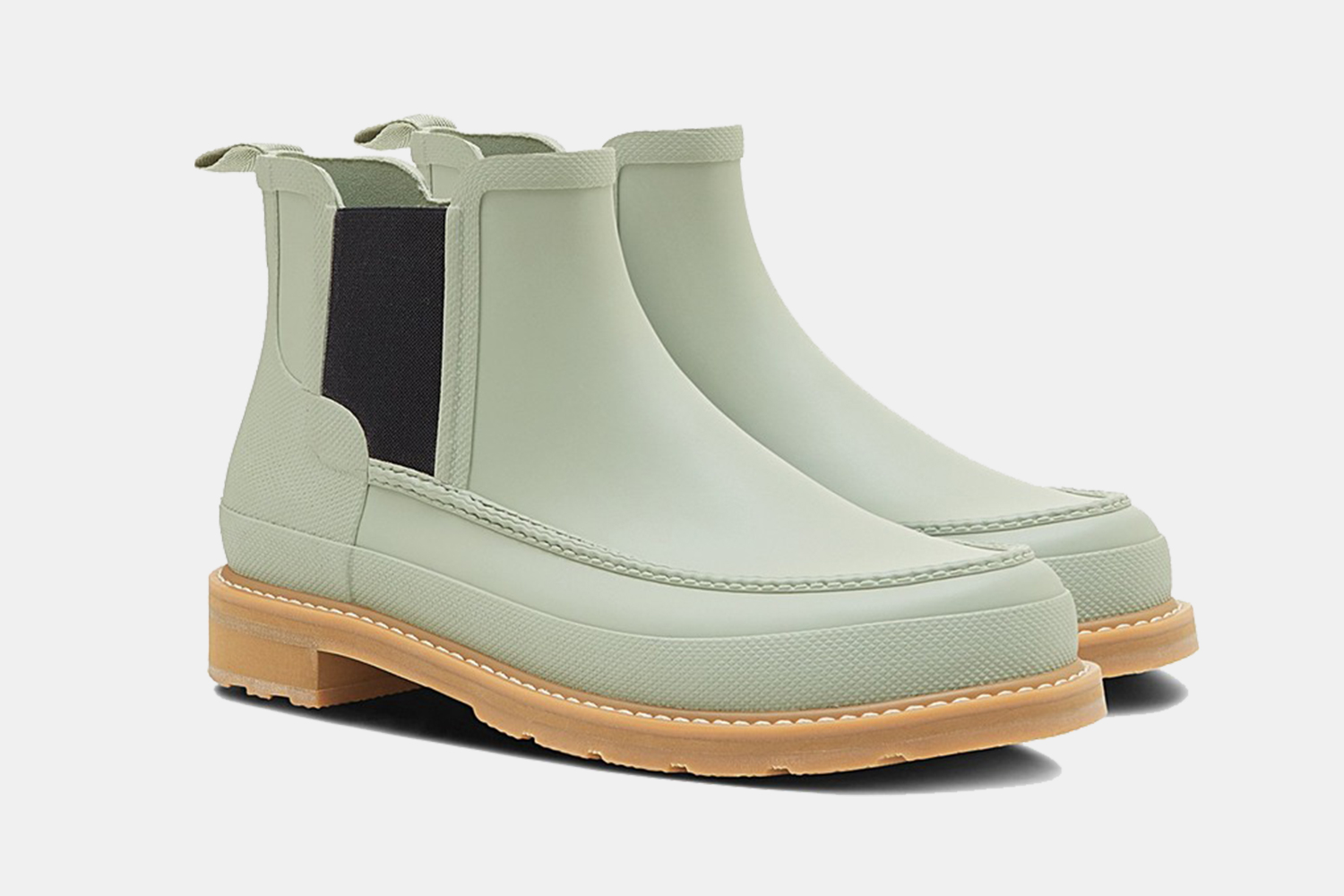 Sale on Hunter Moc Toe Waterproof Chelsea Rain Boots in Sea Grass