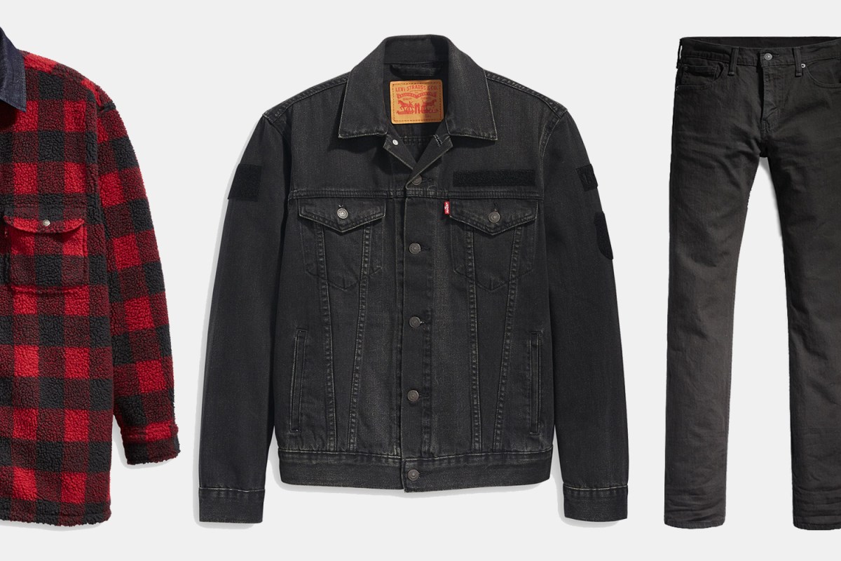 Levi's Trucker Jacket, Jeans and Sherpa Shirt