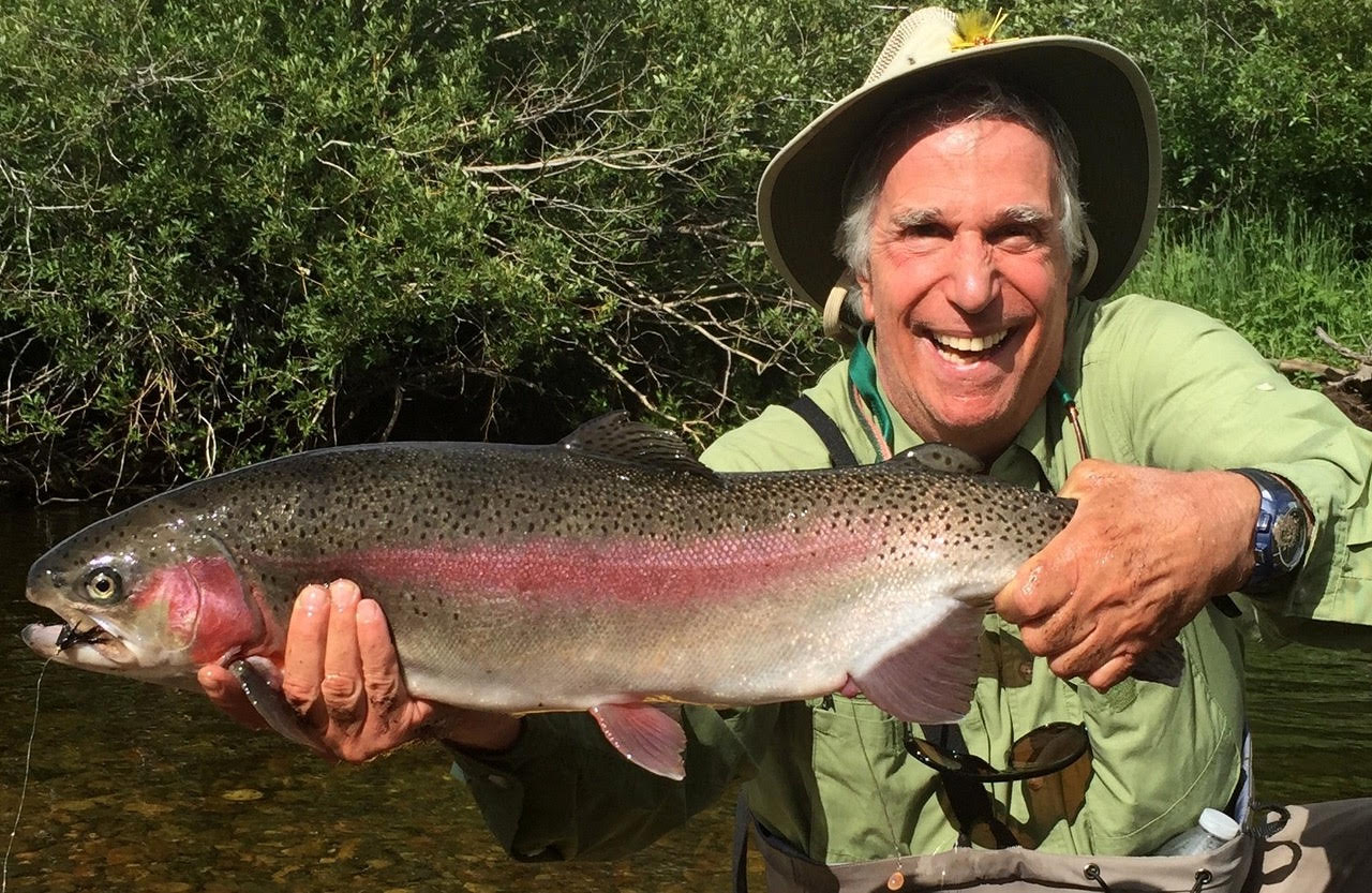 Henry Winkler fly fishing rainbow trout.