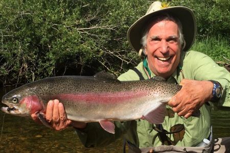 Henry Winkler fly fishing rainbow trout.