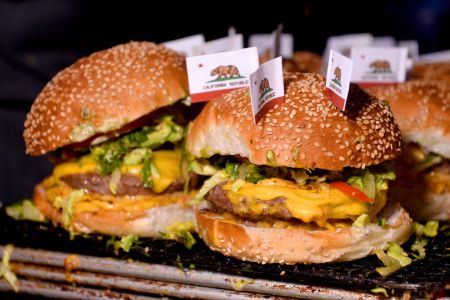 A view of burgers on display during the Blue Moon Burger Bash presented by Pat LaFrieda Meats hosted by Rachael Ray at Pier 97 on October 11, 2019 in New York City. (Photo by Noam Galai/Getty Images for NYCWFF)