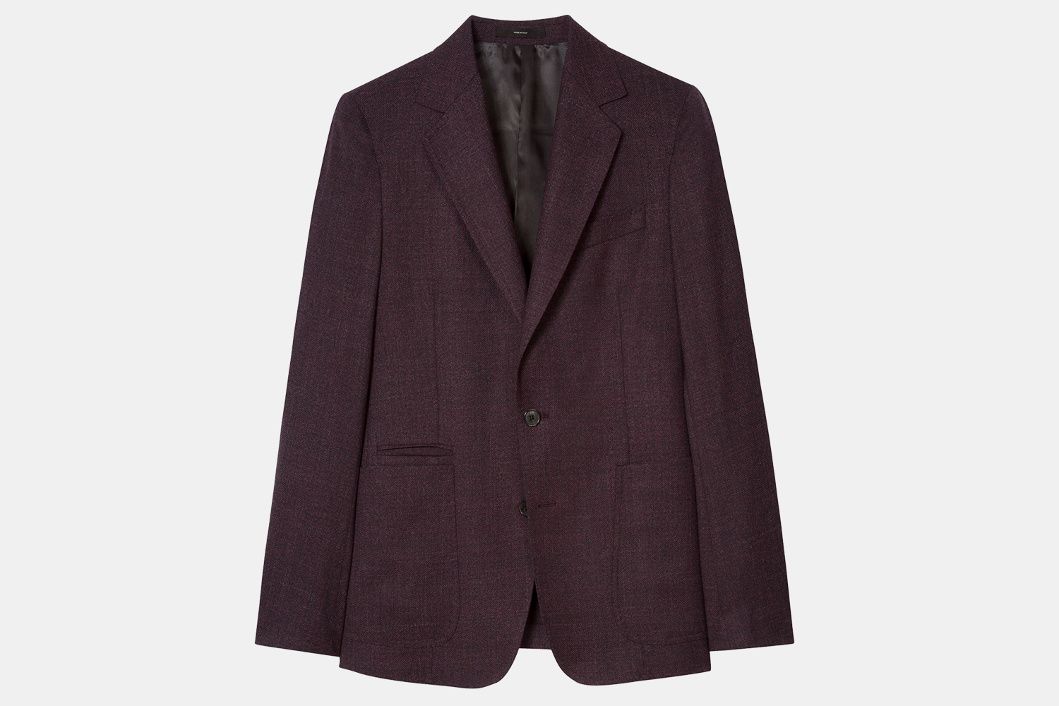 Paul Smith Men's Burgundy Textured Wool Buggy-Lined Blazer Discount