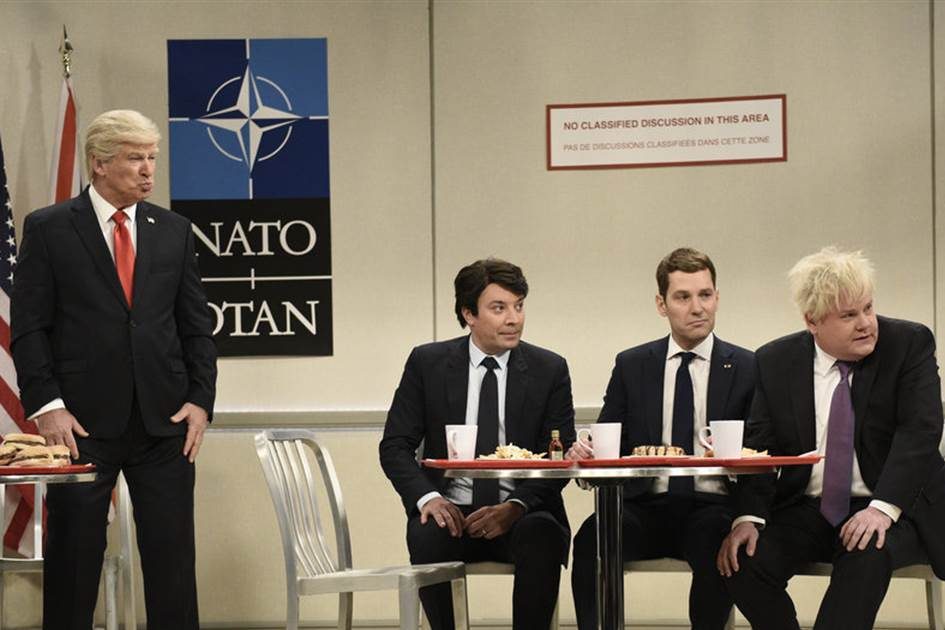 Watch Jimmy Fallon, Paul Rudd and James Corden Bully Trump in “SNL” NATO Sketch