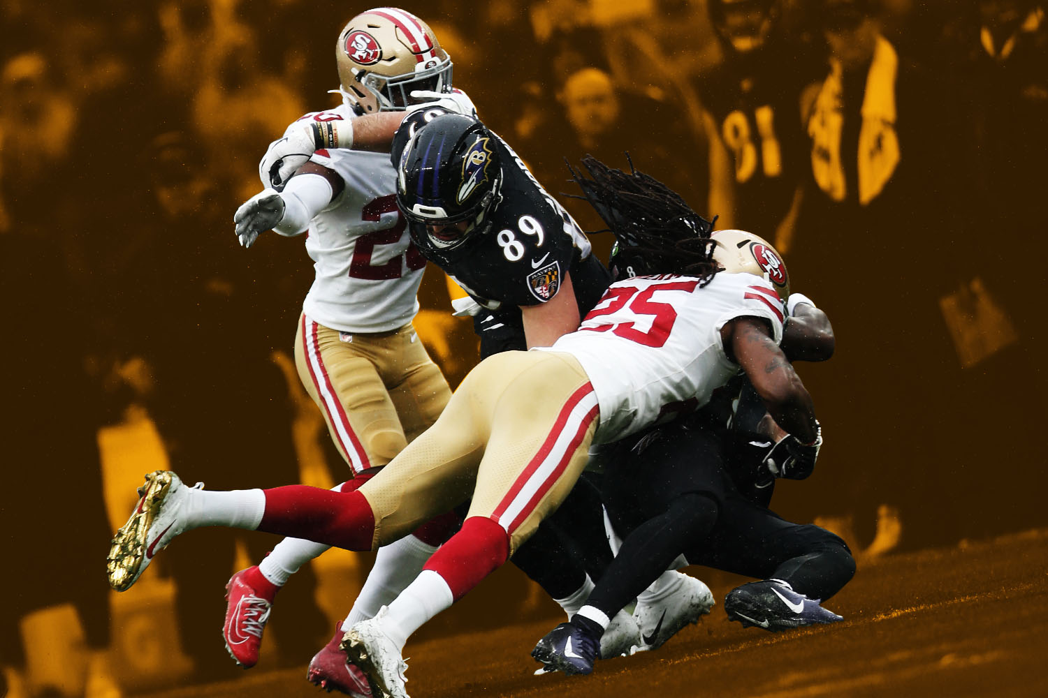The 49ers outmuscle defenses while the Ravens plain outrun them. 