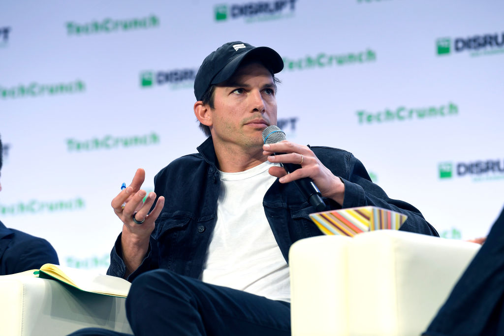 Sound Ventures Co-Founder Ashton Kutcher speaks onstage during TechCrunch Disrupt San Francisco 2019 at Moscone Convention Center on October 04, 2019 in San Francisco, California. (Photo by Steve Jennings/Getty Images for TechCrunch)