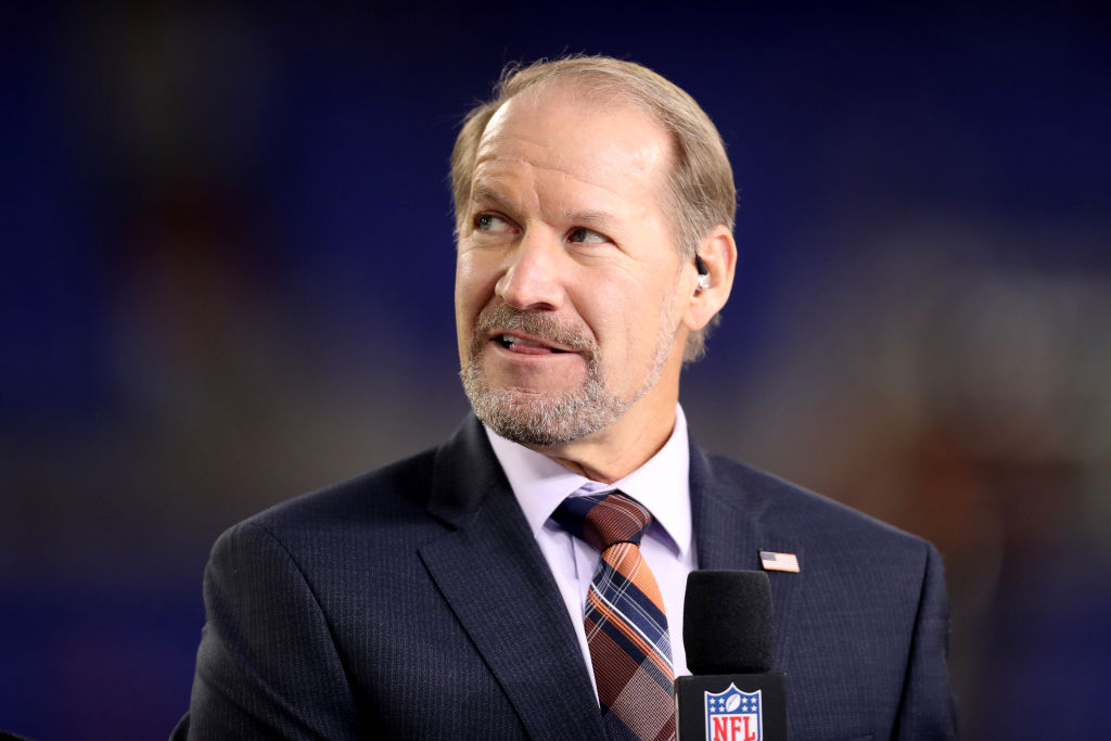 NFL Network analyst Bill Cowher appears on set during the Baltimore Ravens and Miami Dolphins game at M&T Bank Stadium on October 26, 2017 in Baltimore, Maryland. (Photo by Rob Carr/Getty Images)
