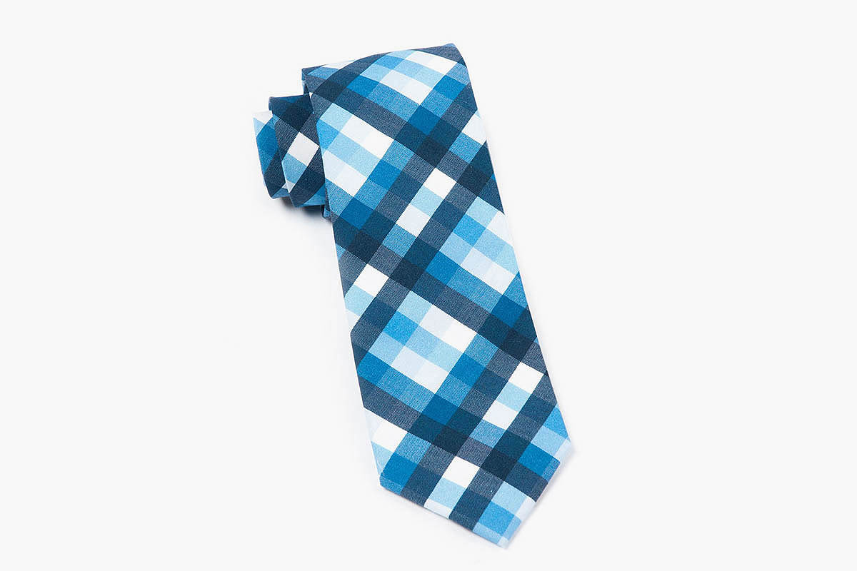 The Tie Bar Blue Acoustic Check Tie
