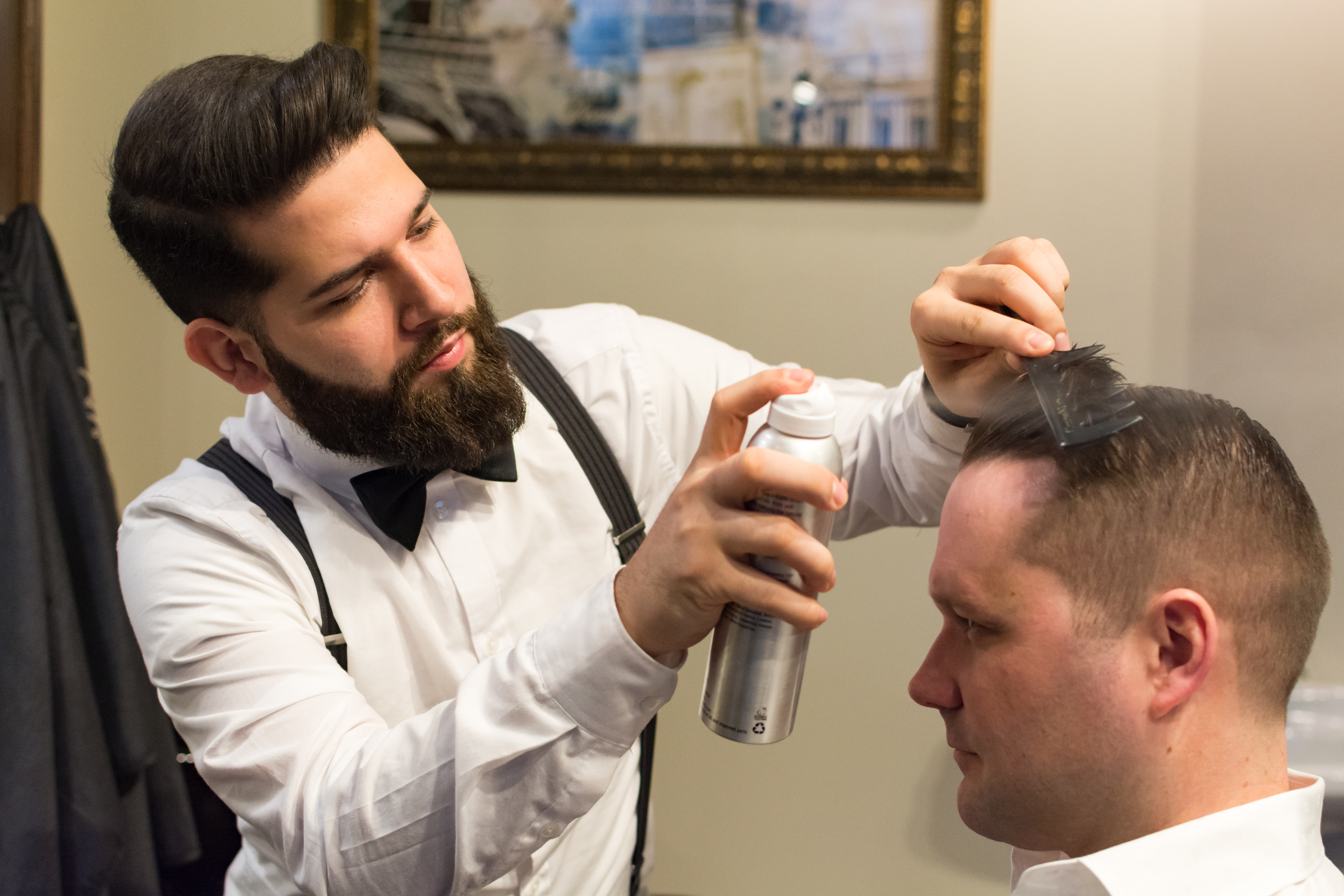 Goodman's barber Rami Natour executing a proper combover 