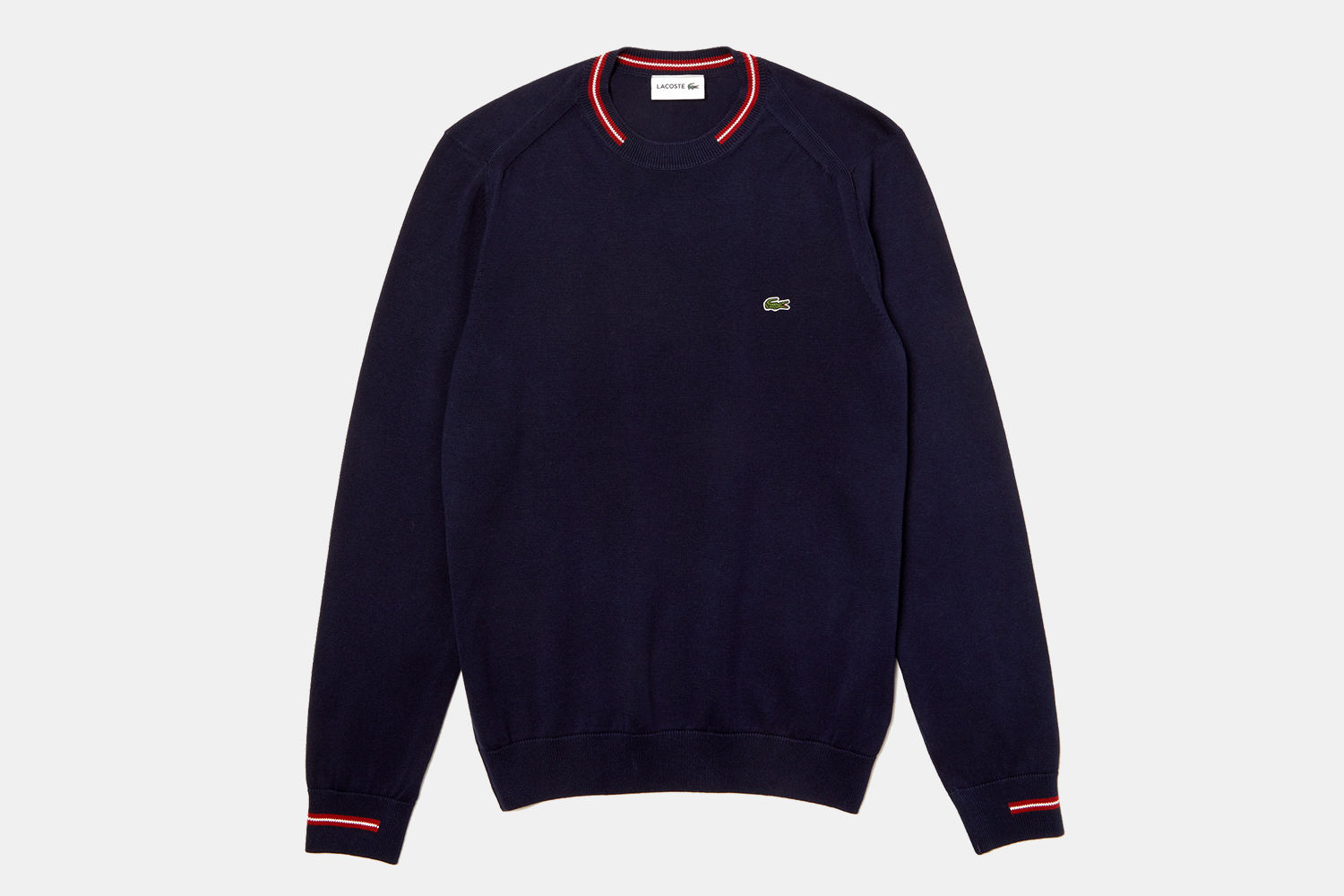Lacoste Men's Mixed Stitch and Striped Crewneck Sweater