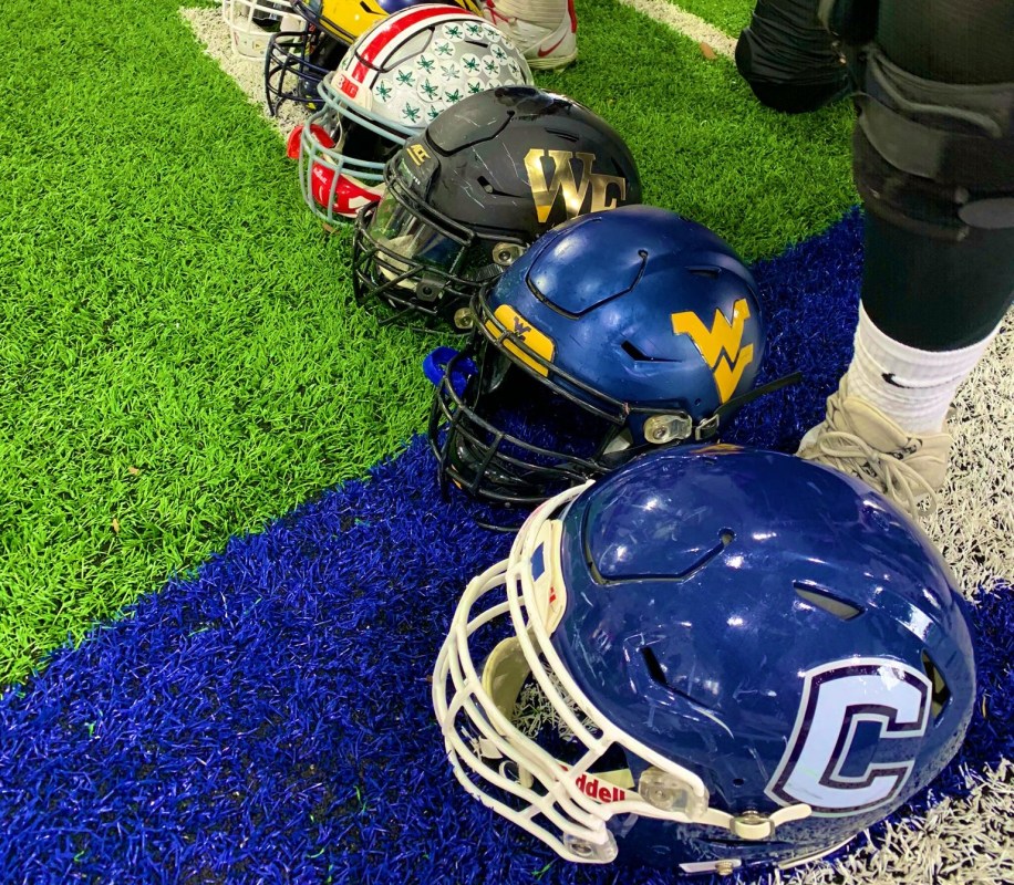 Senior Bowl helmets