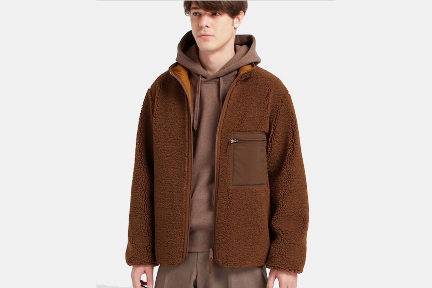 Pile-lined jacket - Brown - Men