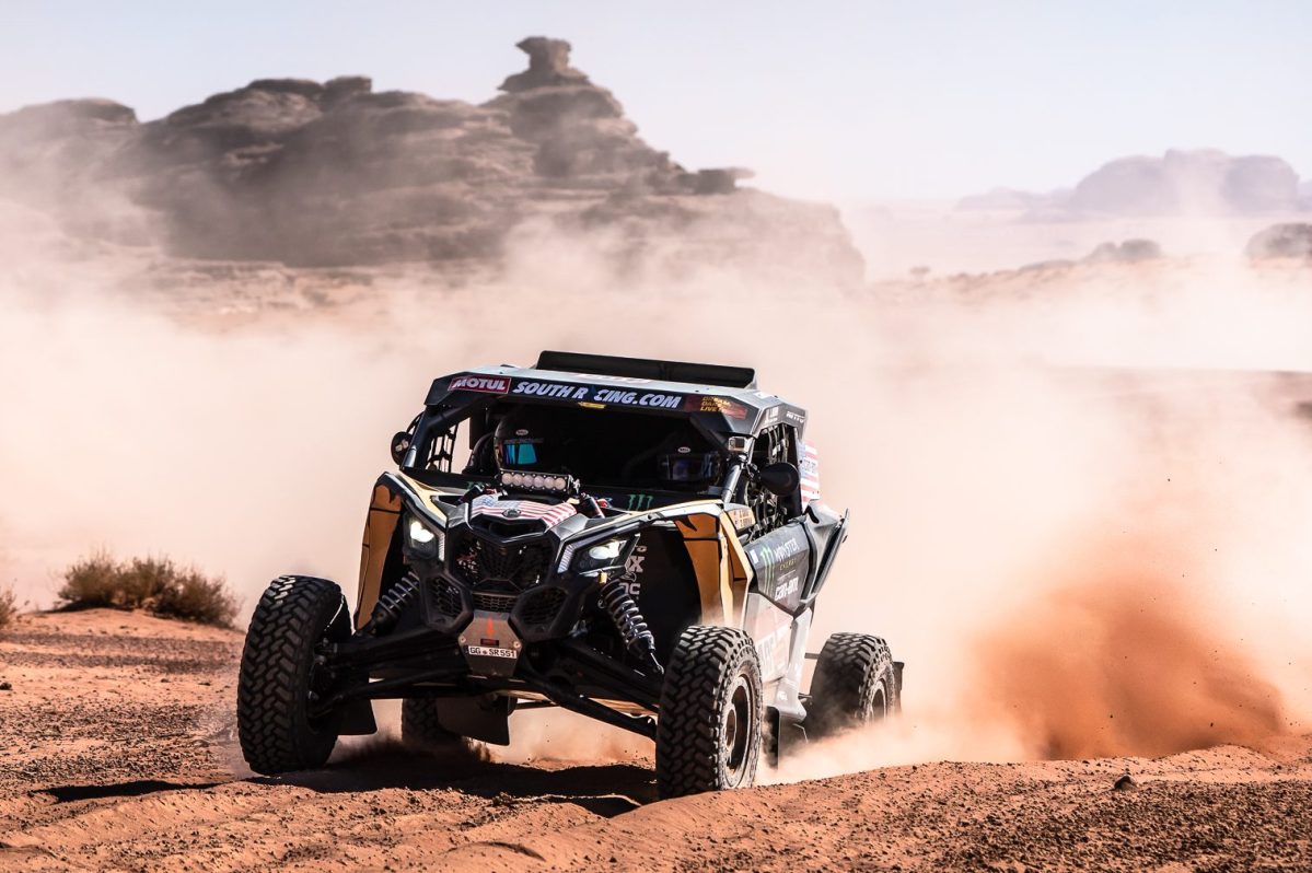 Casey Currie racing at the Dakar Rally, an event he won. (Can-Am)