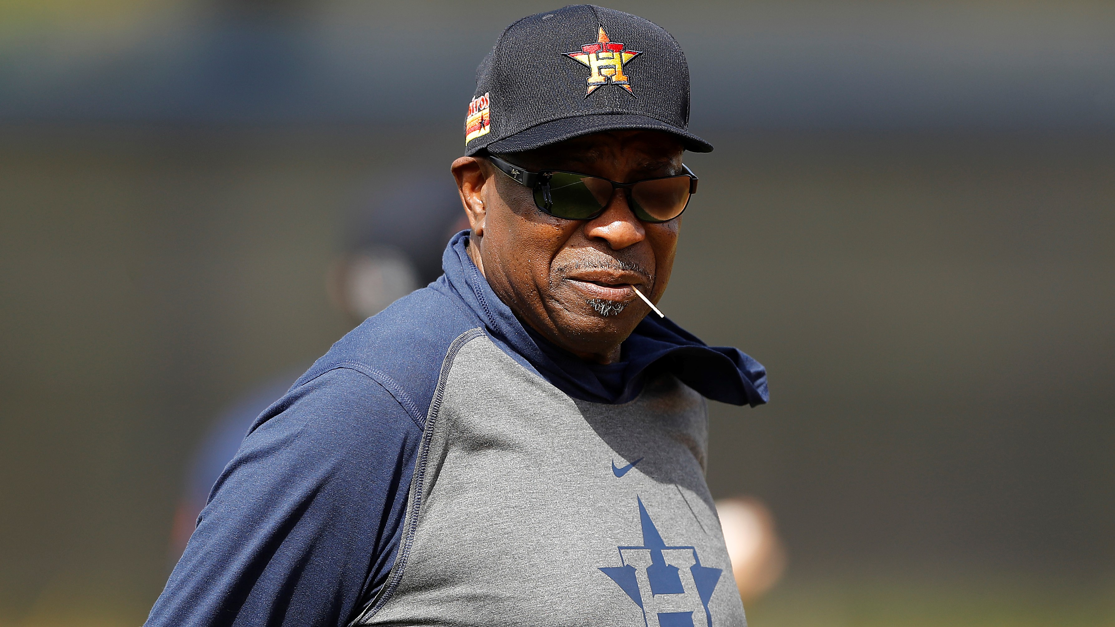 Dusty Baker looks on during spring training
