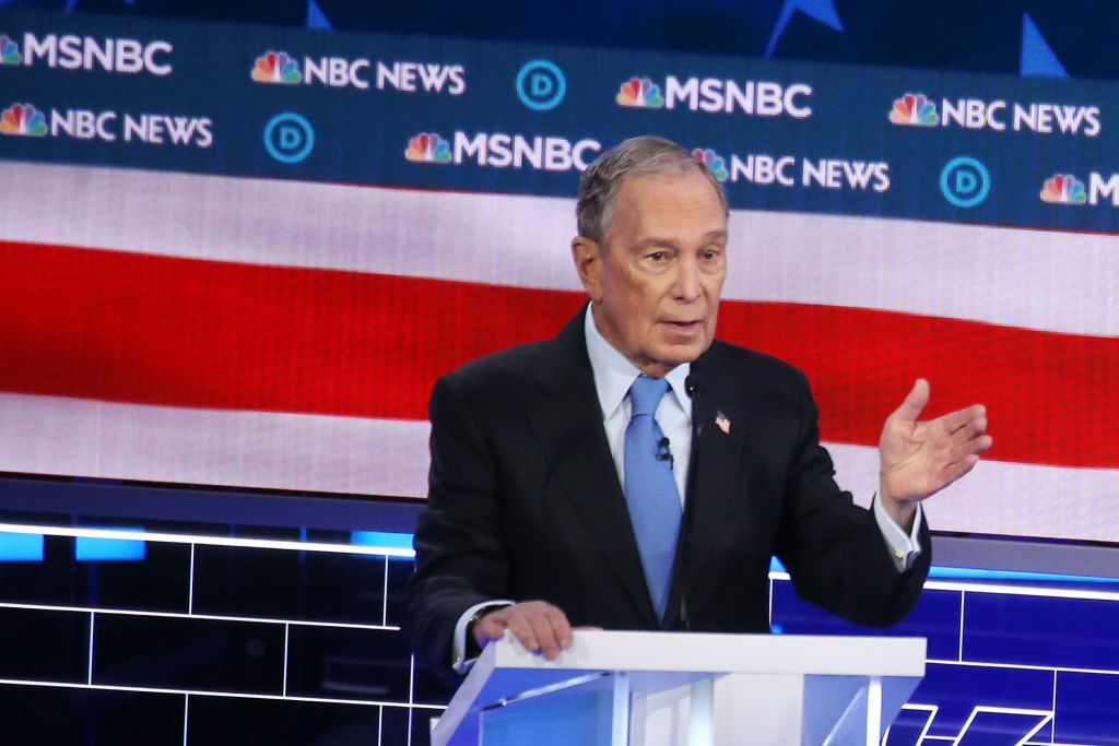 Democratic presidential candidate former New York City mayor Mike Bloomberg speaks during the Democratic presidential primary debate at Paris Las Vegas on February 19, 2020 in Las Vegas, Nevada. (Photo by Mario Tama/Getty Images)