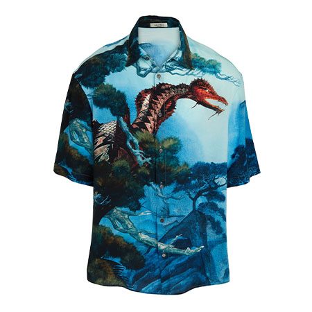 Dragon's Garden Silk Short-Sleeve Sport Shirt Valentino