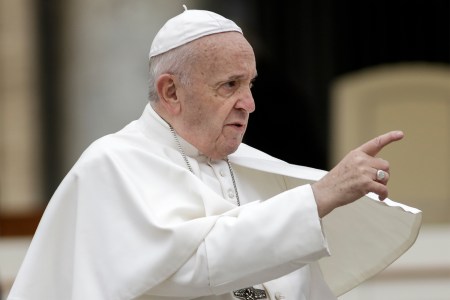 The Pope pointing his finger