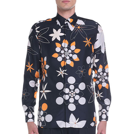Kaleidoscope Floral Silk Sport Shirt Fendi
