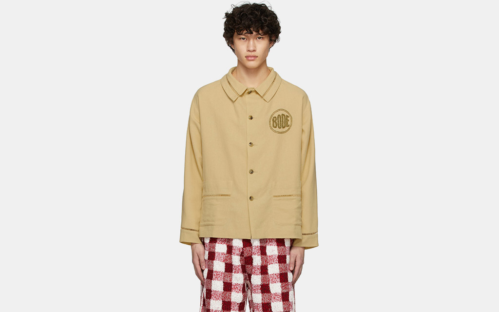 Bode Tan Beaded Workwear Jacket