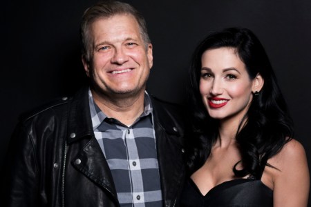 Drew Carey and Amie Harwick pose for The Artists Project at Rock To Recovery 5th Anniversary Holiday Party at Avalon on December 17, 2017 in Hollywood, California. (Photo by Michael Bezjian/WireImage)
