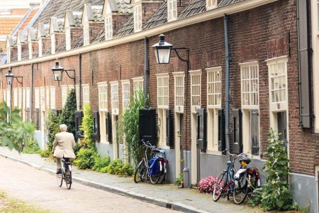 Old person biking in the Netherlands